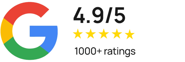 Google rating 4.9 out of 5 from 1000+ ratings